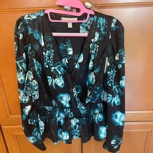 Ryegrass - Teal Peplum Floral Top